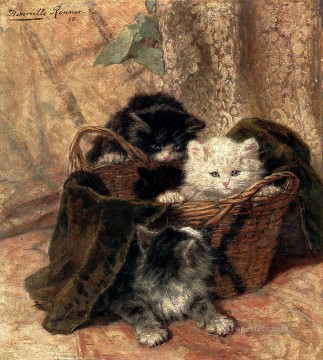 Playtime animal cat Henriette Ronner Knip Oil Paintings